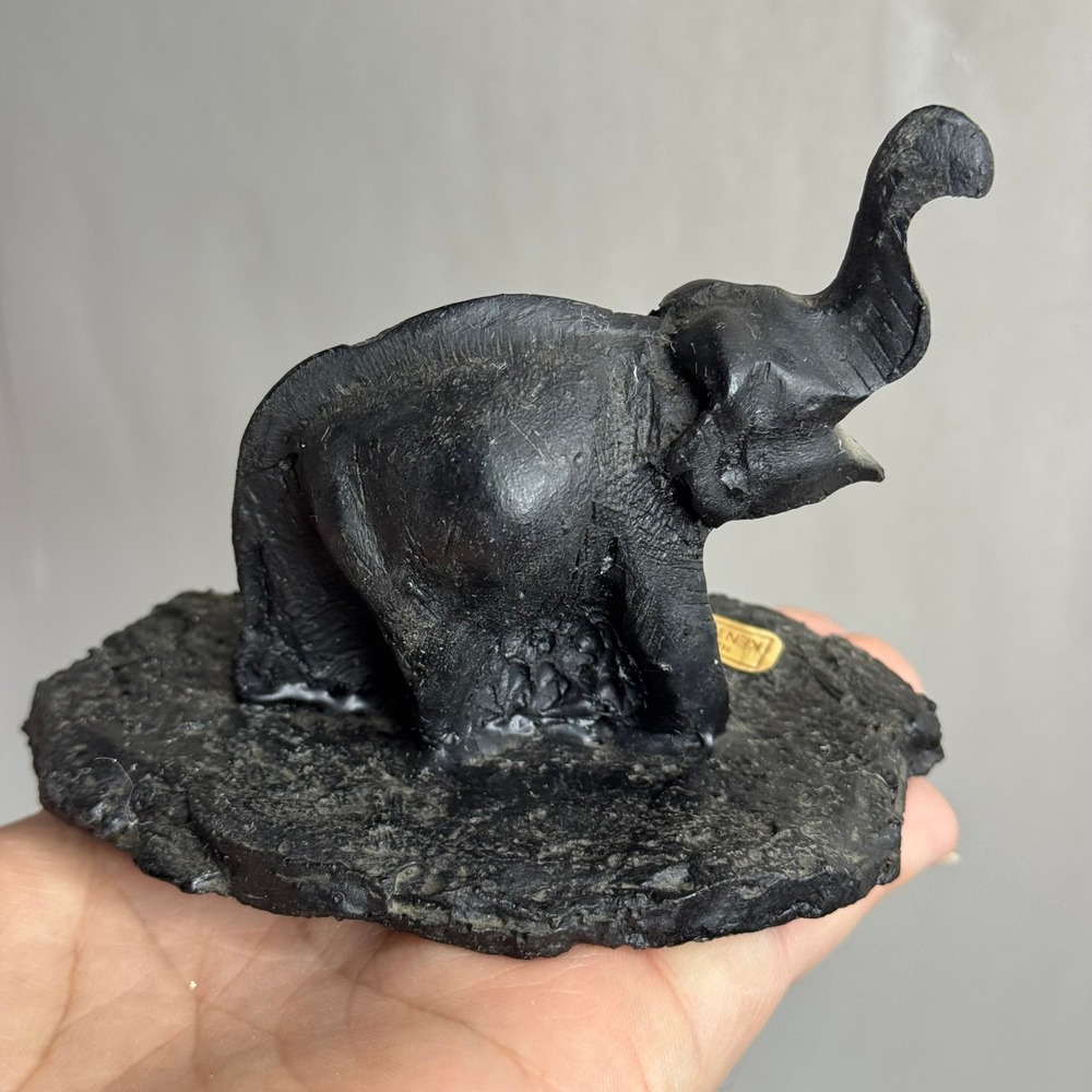 Handcrafted Kentucky Coal‎ Elephant Figurine Craved Black Vintage